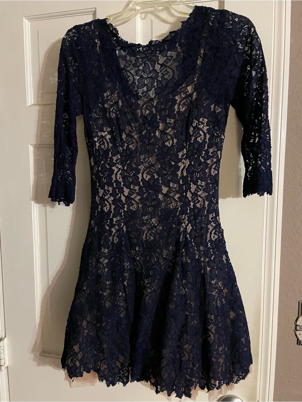 Women’s Navy Lace Fit-and-Flare Dress